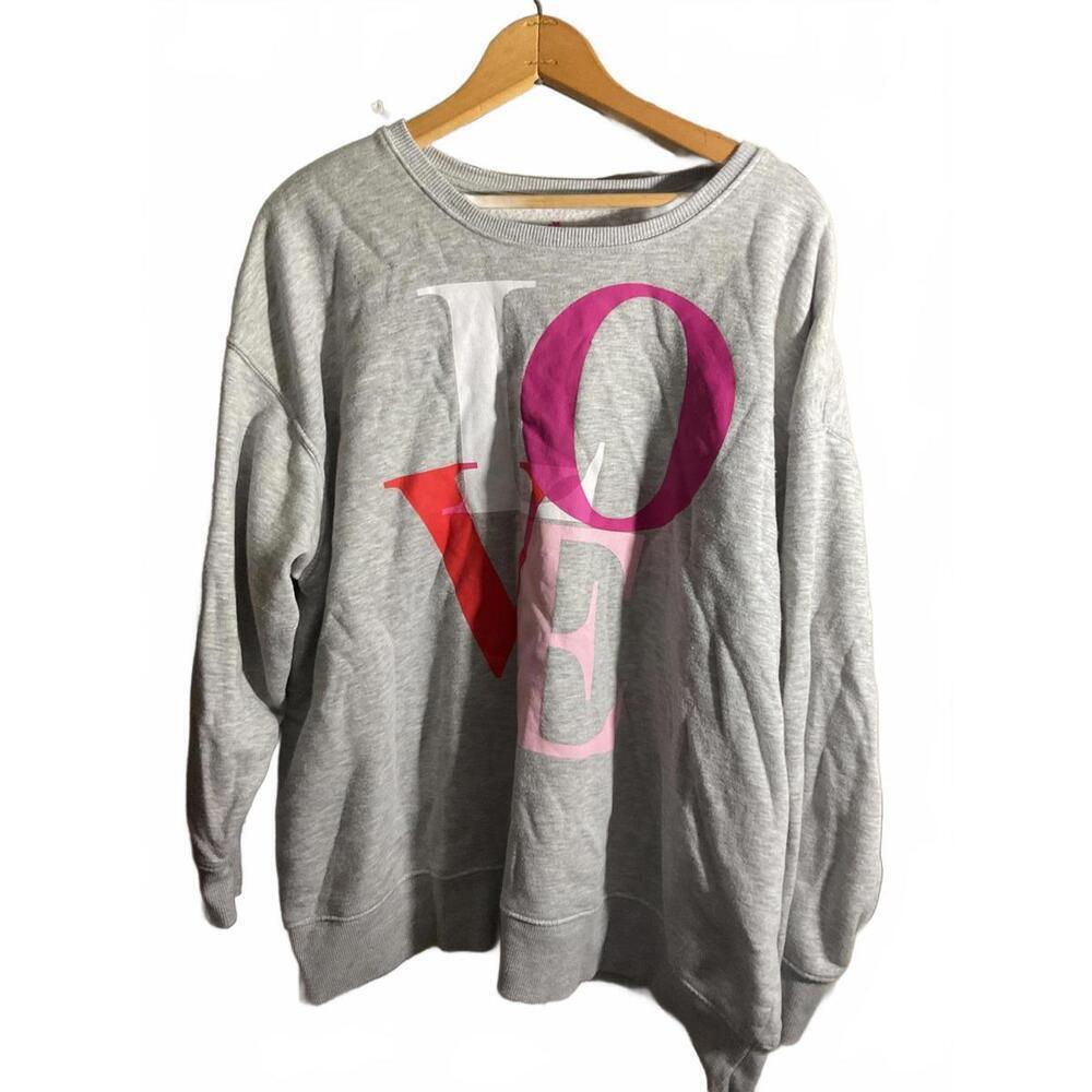 Cozy Grey 'LOVE' Graphic Sweatshirt